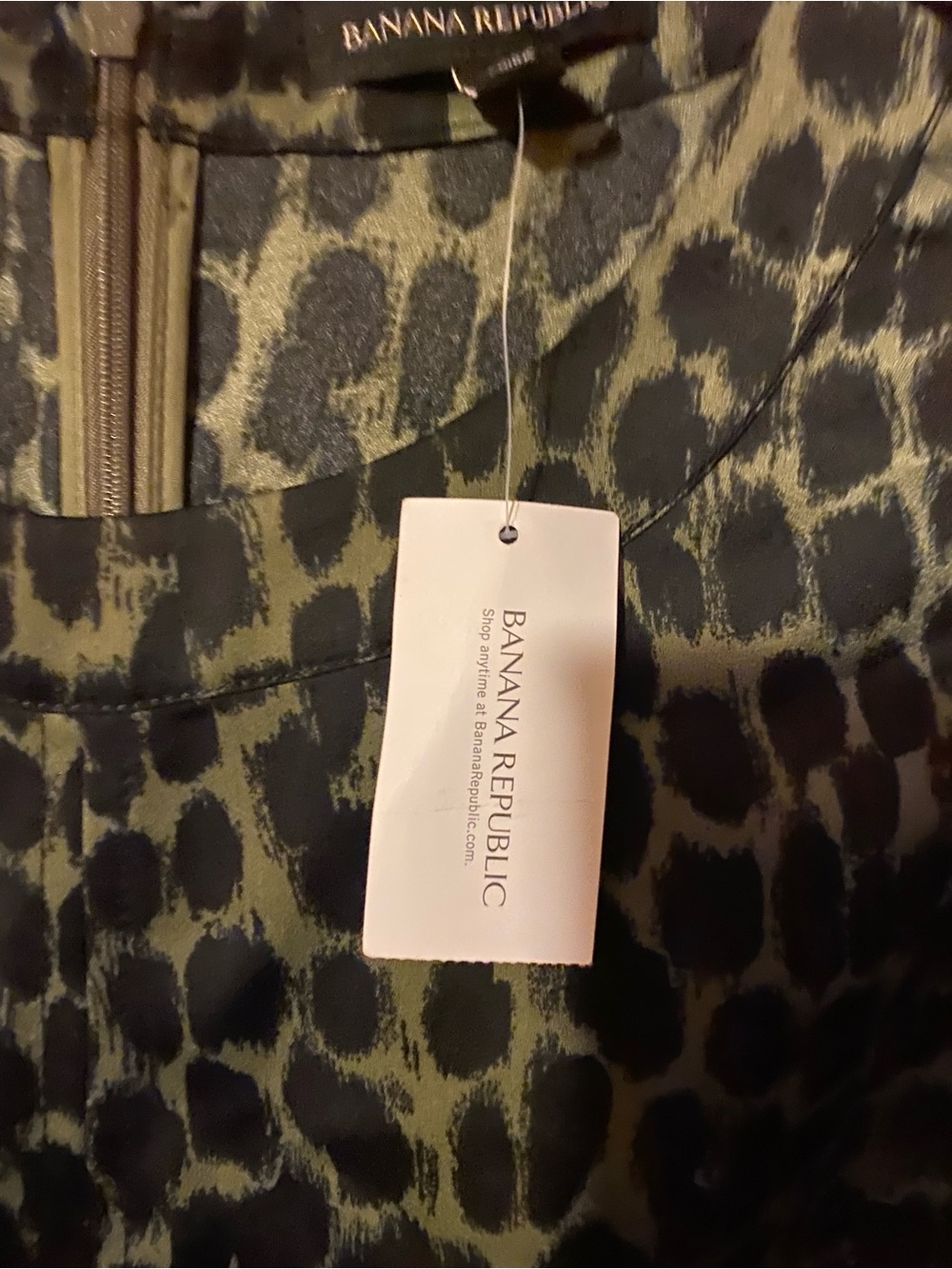 Banana Republic Olive Green and Black Leopard Print Slip Dress-Size XL